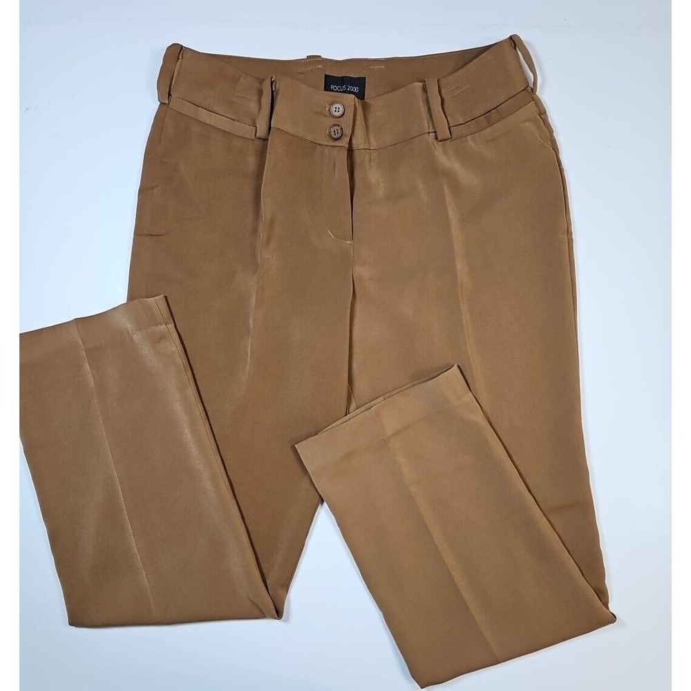 Focus 2000 Womens Brown Straight‎ Leg Dress Pants Size 12 NWOT